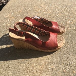 COPY - Crocs Red Leather Cork Wedges